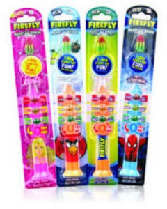 Cincinnati Dentist, Dr. Chris Omeltschenko has his kids try out Firefly Ready Go toothbrush.